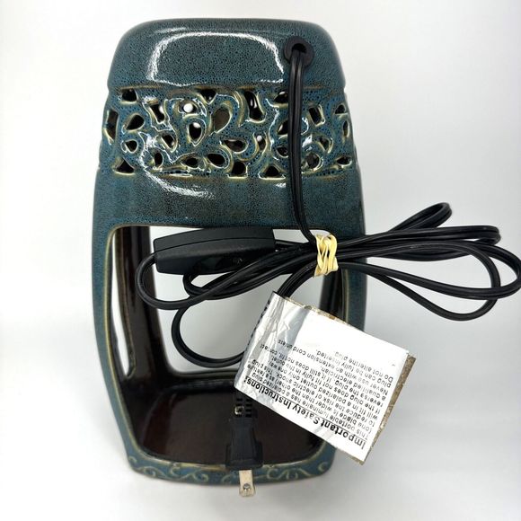 Ceramic Candle Warmer Lantern Stone Blue Halogen Style Model LCRJ #314193 - Picture 2 of 3